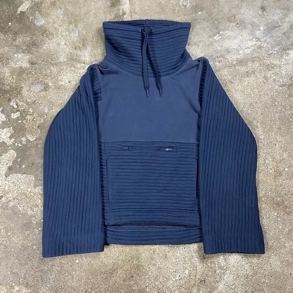 The North Face Funnel Neck Cowell Fleece Women's Size Small Blue Ribbed Pullover